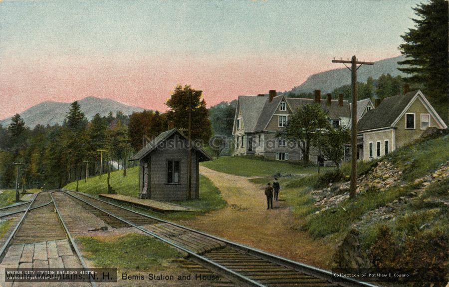 Postcard: White Mountains, New Hampshire, Bemis Station and House